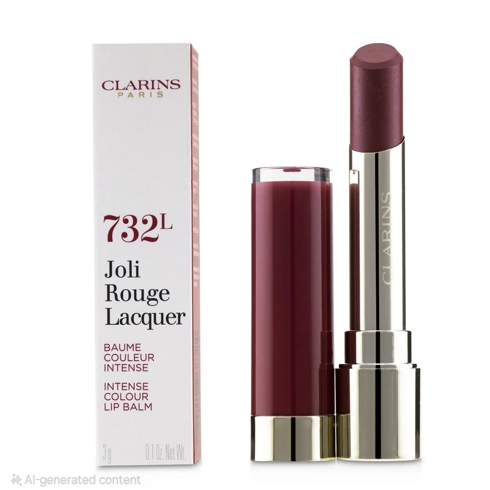New~ Clarins Joli Rouge Lacquer 732L Grenadine~ Deep Rose Lip Balm